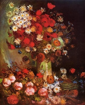 ヴィンセント・ヴァン・ゴッホ Painting - ケシ ヤグルマギク 牡丹と菊の花瓶 フィンセント・ファン・ゴッホ